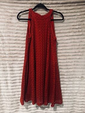 Vintage Red Crochet Midi Dress